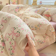 Bettbezug Set – Floraler Polyester Strick – 1.5m bis 2.2m