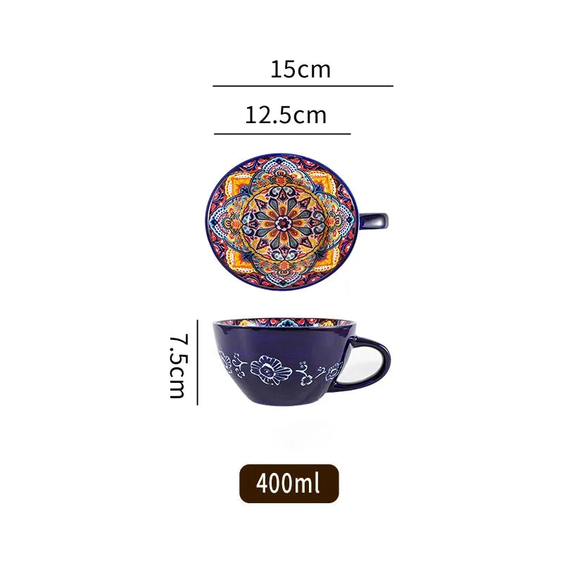 Keramik Frühstücksbecher – Boho – Grosse Kapazität