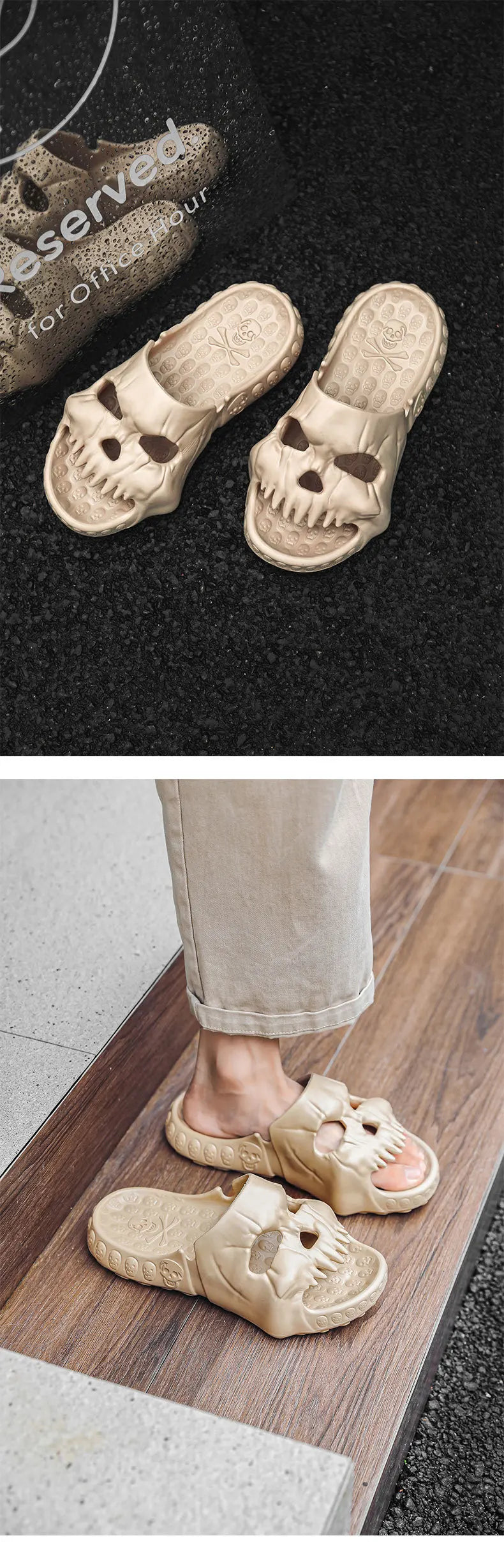 Halloween Totenkopf Slipper – EVA Komfort, Innen/Strand