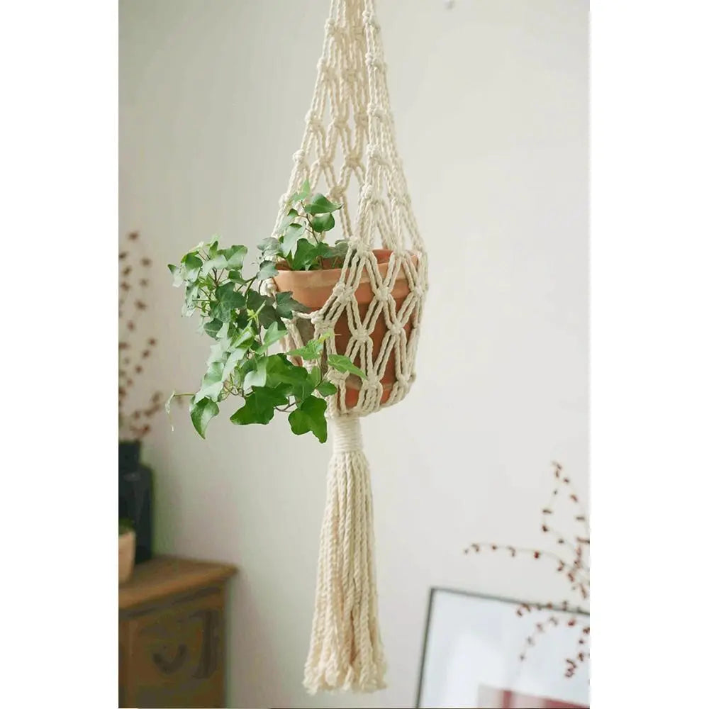 Makramee Pflanzenhänger - Handgemachte Baumwolle - 70–110cm
