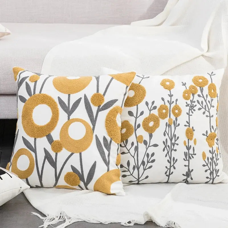 Boho Kissenbezug – Florale Baumwolle – 450mm x 450mm