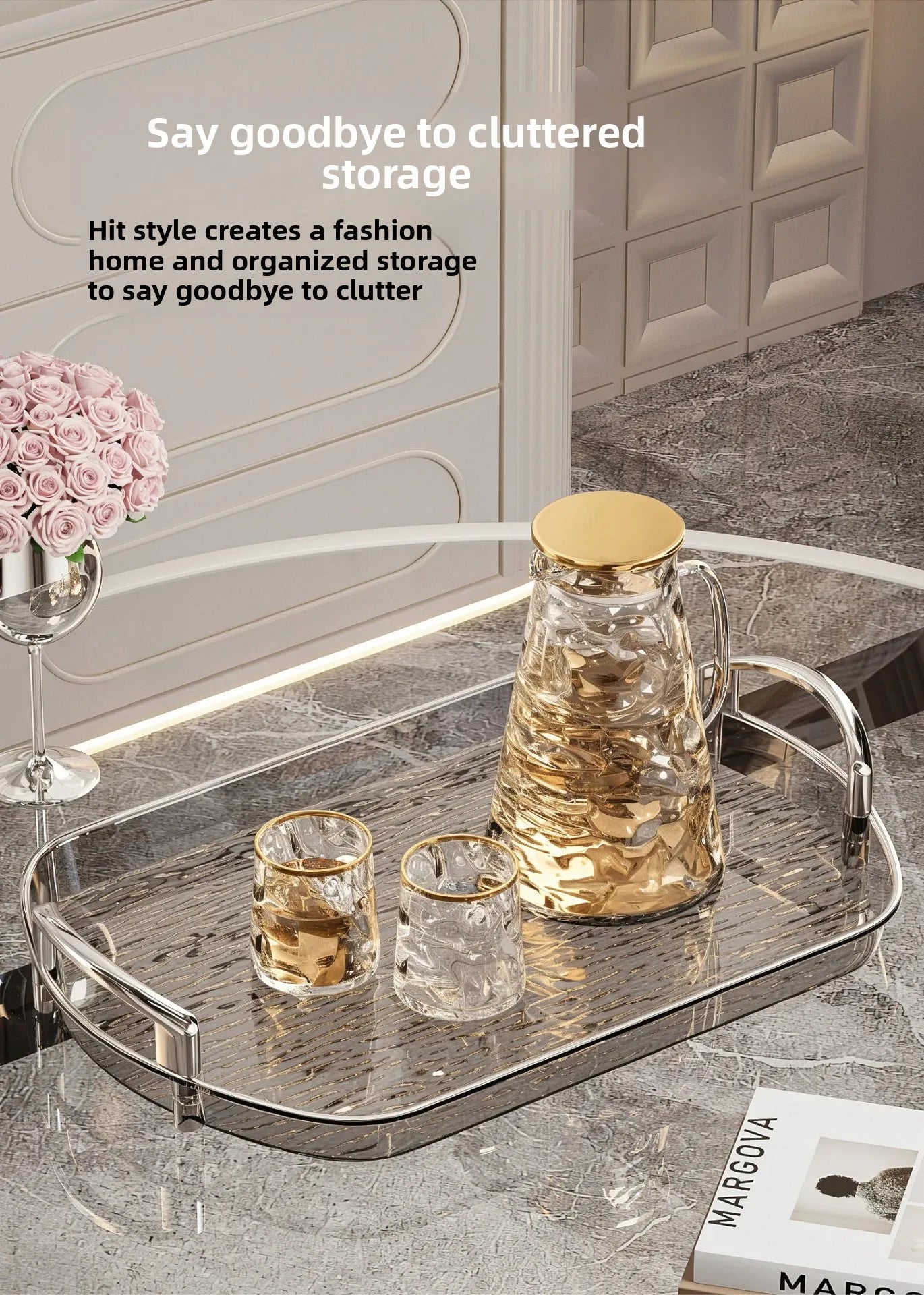 Transparente PET Ablage – Gletschermuster – Vielseitig