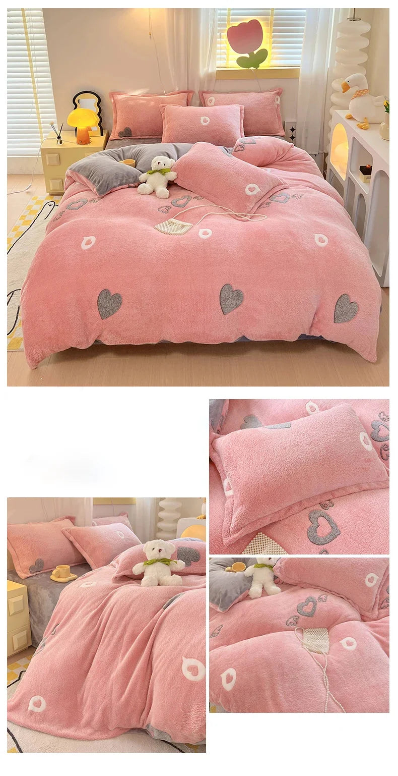 Blumendruck Bettbezug - Flauschiges Fleece - King Grösse