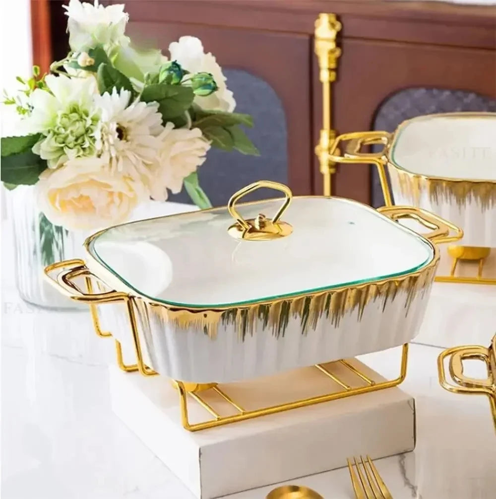 Buffet-Heizer – Goldbeschichtetes Design – Rechteckig