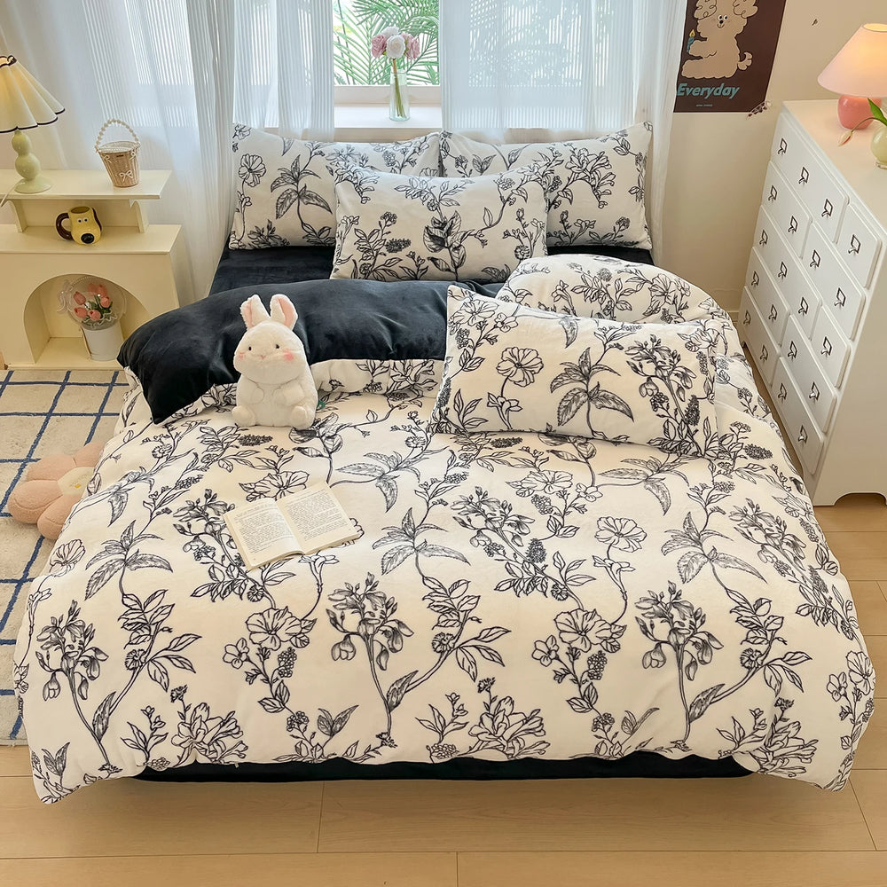 Mehrfarbiger Fleece-Bettbezug aus Polyester mit modernem Stil, Grösse 200x230 cm