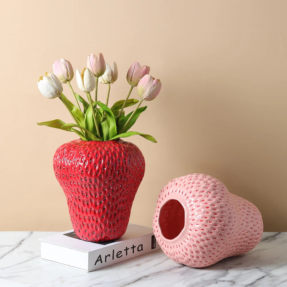 Keramische Erdbeervase – Modern Stil – Grösse M