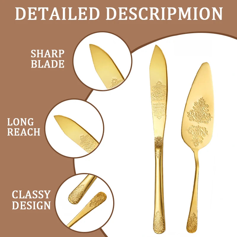 Kuchenspatula-Set – Edelstahl – Blumenmuster