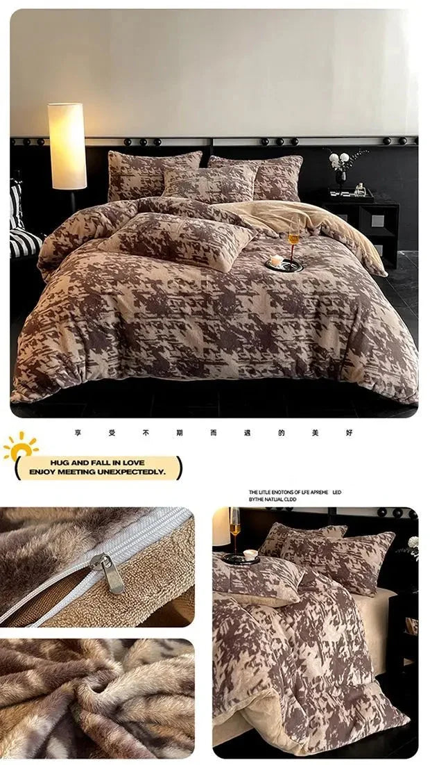 Winter Milchfleece Bettwäsche – Gemütliches Strickdesign 1.8m-2.2m