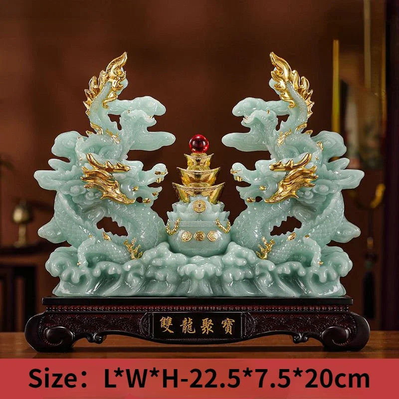 Drachenschatz-Topf aus Harz im traditionellen chinesischen Stil 22.5x7.5x20 cm