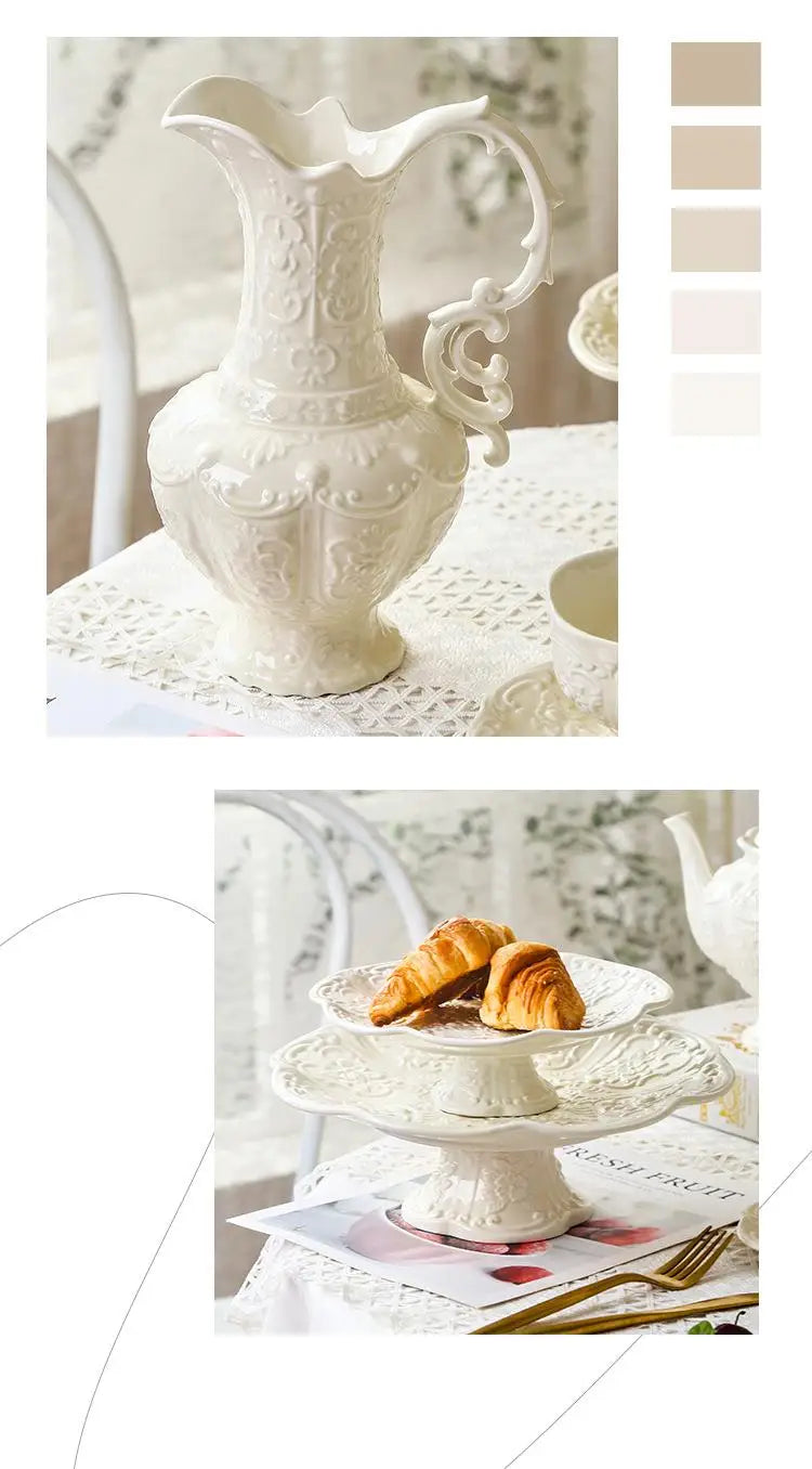 Keramikrelief-Teekanne – Elegantes Porzellan-Set