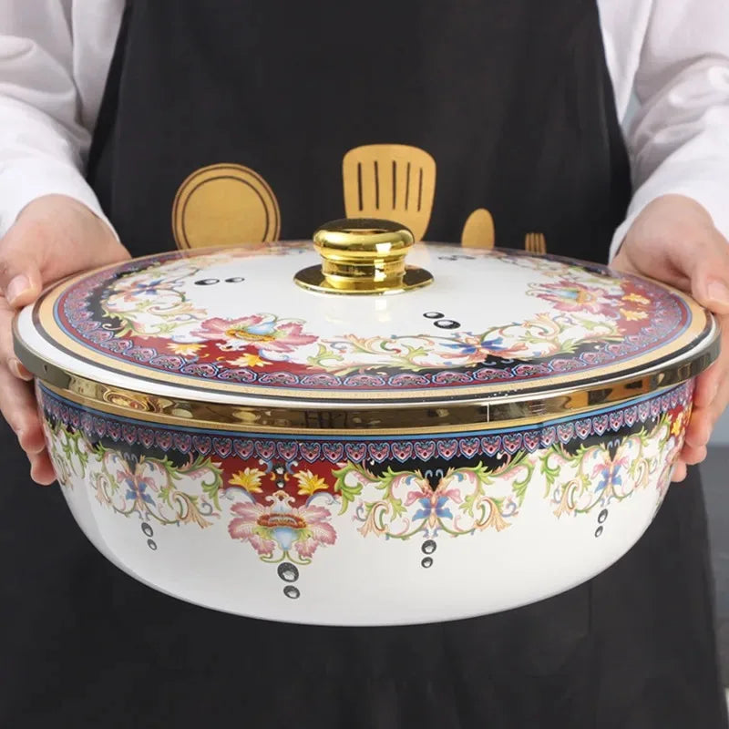 Nordische Emaille-Schüssel – Retro Design, grosse Kapazität