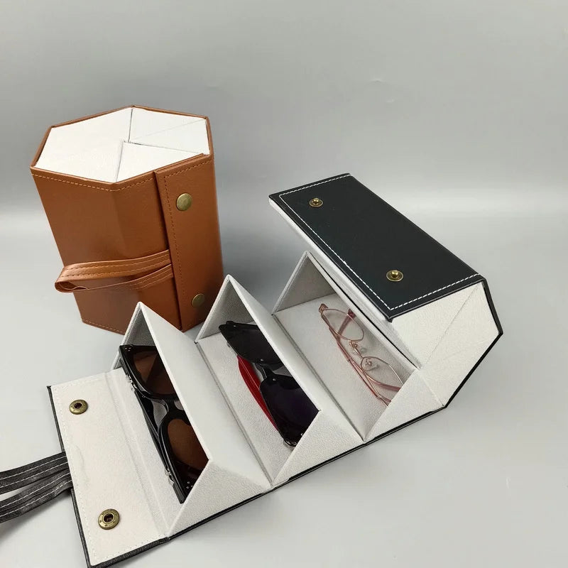 Sonnenbrillen Aufbewahrung – PU Leder Multi-Steckplatz Organizer