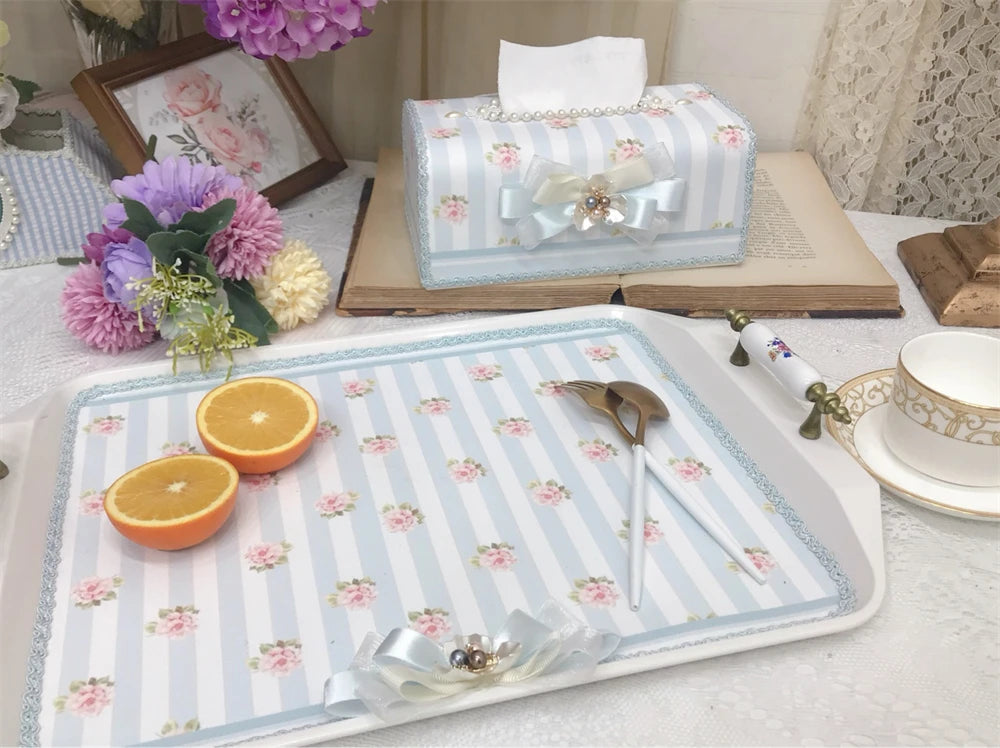 Wasserdichte Taschentuchbox – Perlen-Spitzendesign – 19x12x10cm