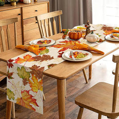 Leinen Tischläufer – Herbstliches Ahornblatt Design – 150x33 cm