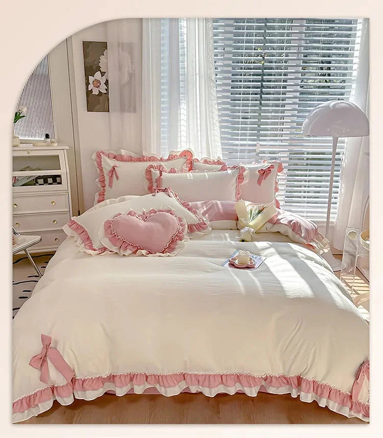 Frühlingsgrünes Bettwäsche-Set – Gebürstet – 5pcs