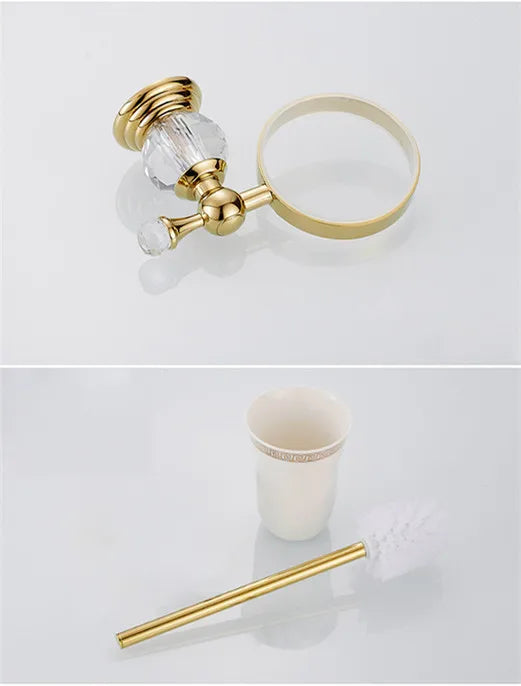 Edelstahl WC-Bürste – Gold Kristall Design – Bad Set