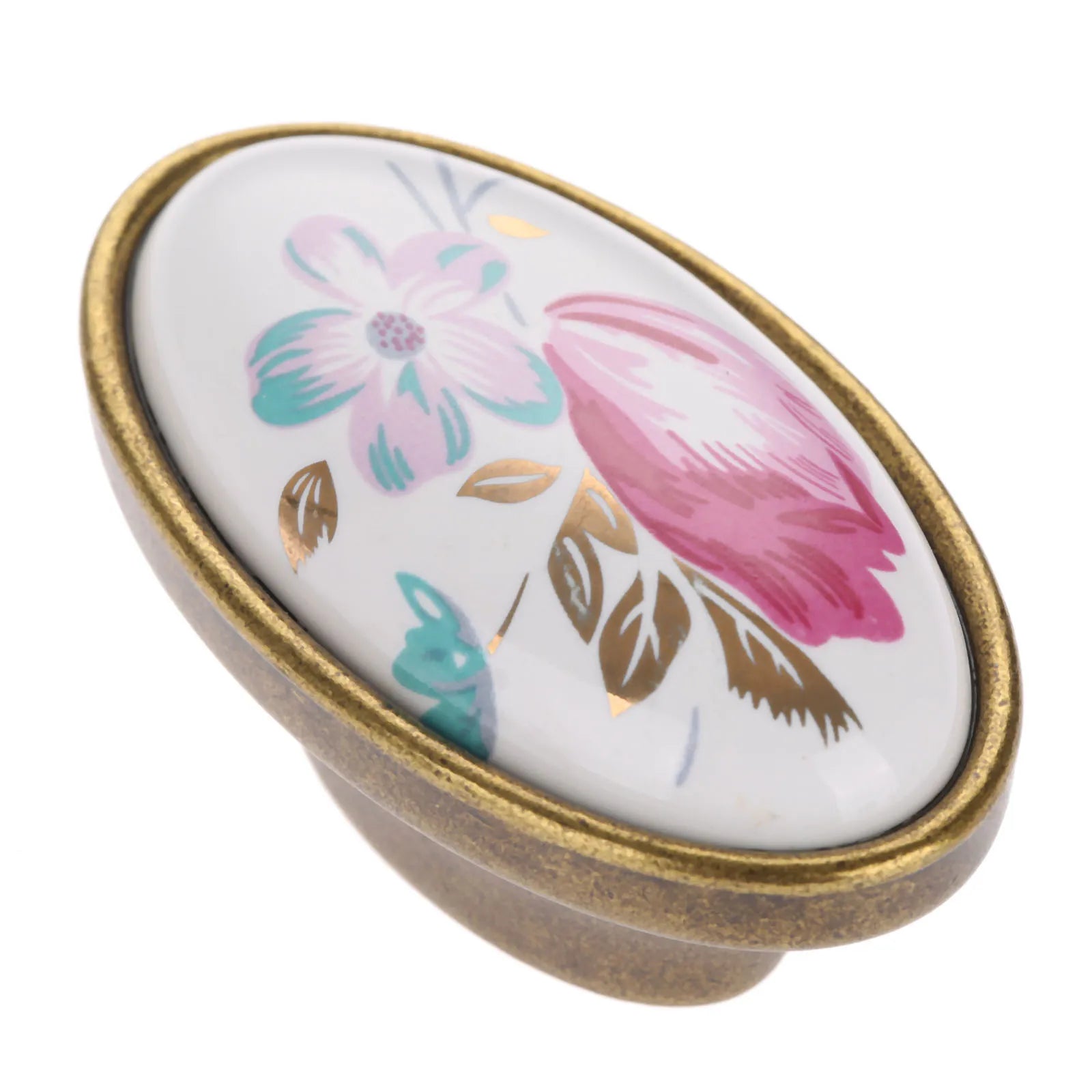 Vintage Keramik Möbelknöpfe – Blumenmuster für Schränke