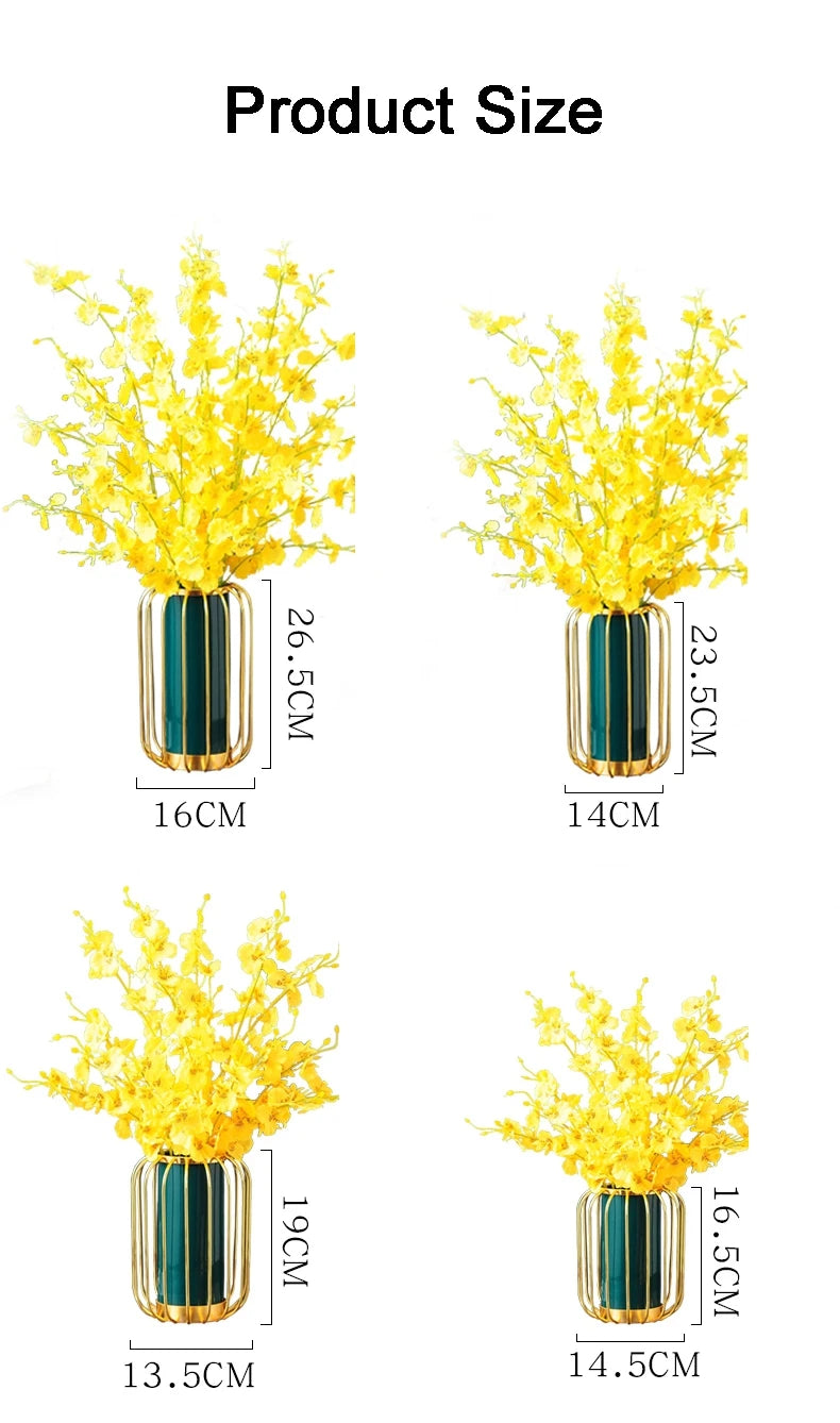 Keramikvase – Modernes Metallgestell – Wohnzimmereinrichtung