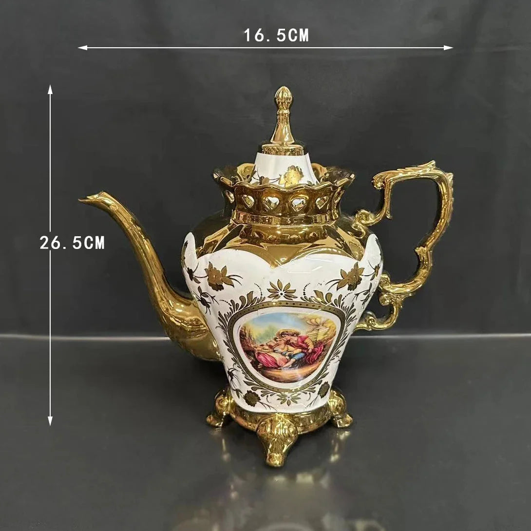 Europäisches Teeservice – Goldplattiertes Porzellan – Luxusdesign