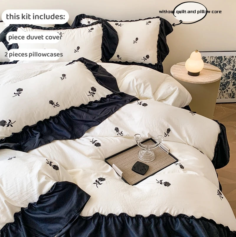 Luxus Bettwäsche Set – Besticktes Polyester – Verschiedene Grössen