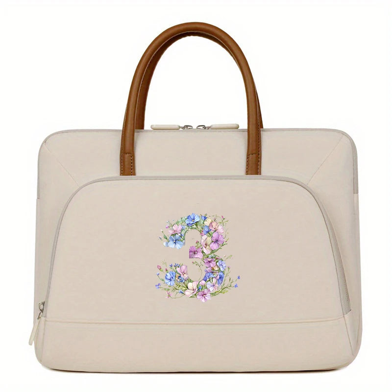 Laptop-Aktentasche - Florales Polyester - Grosses Volumen