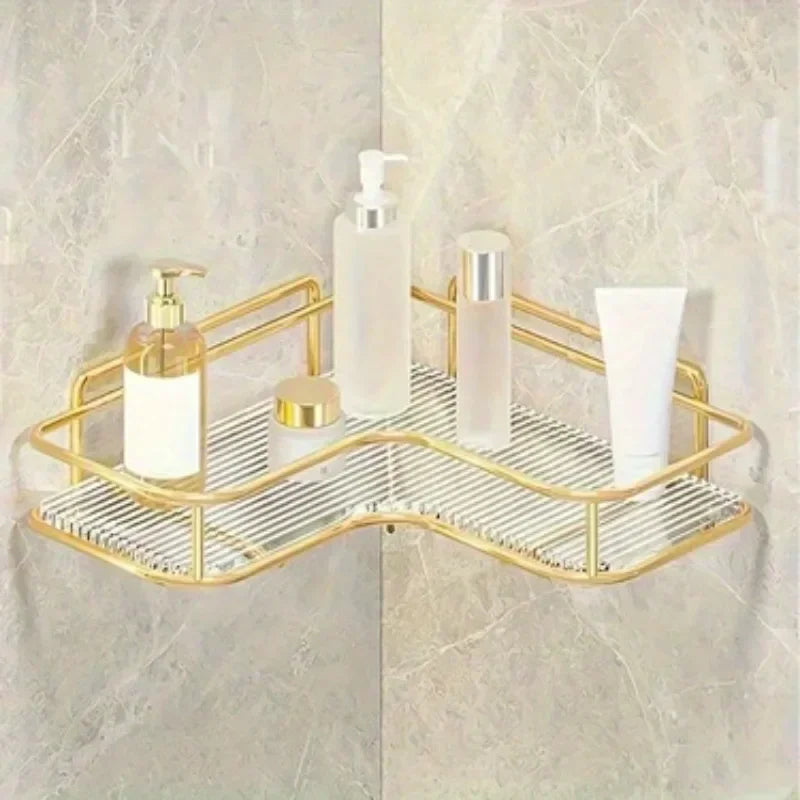 Goldene Badezimmerregale – Edelstahl – Wandmontage