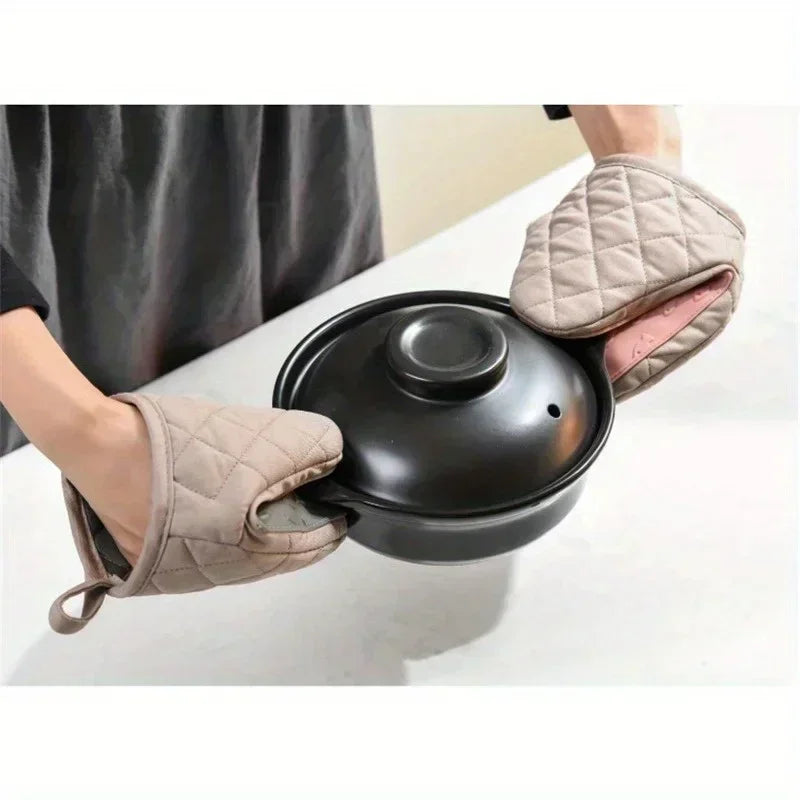 Silikon Ofenhandschuhe – Baumwollfutter – Hitzebeständiger Griff