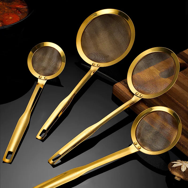 Edelstahl-Skimmer – Goldenes Netz-Design – 5 Grössen