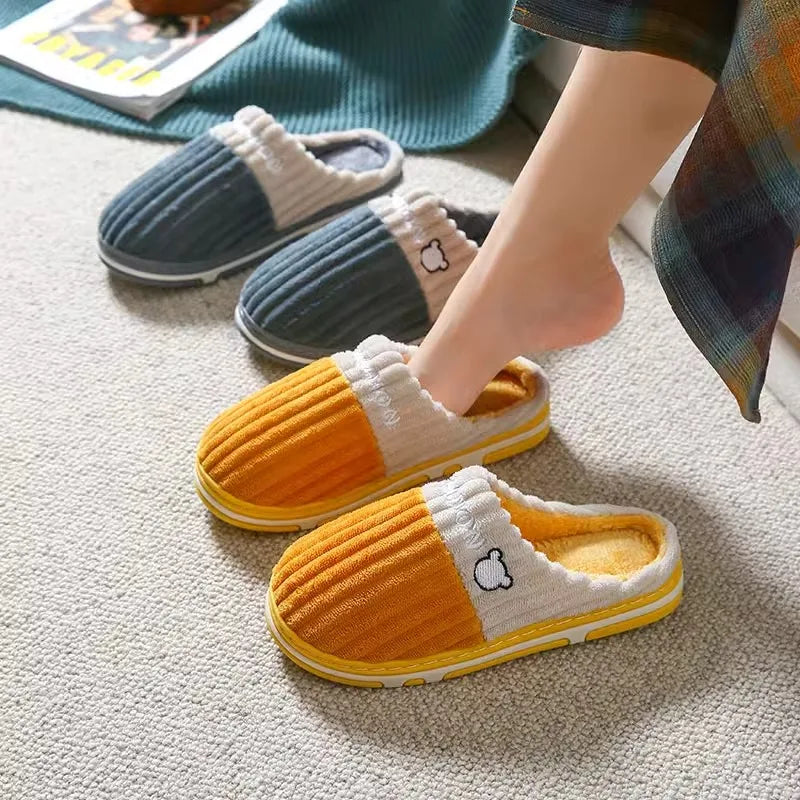 Baumwollhausschuhe – Cord & Plüsch – Heimkomfort