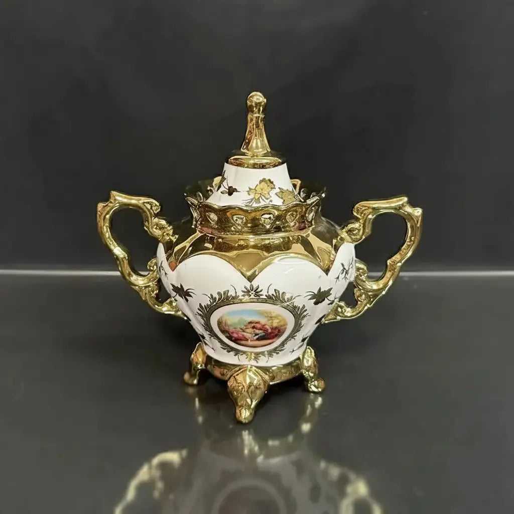 Europäisches Teeservice – Goldplattiertes Porzellan – Luxusdesign