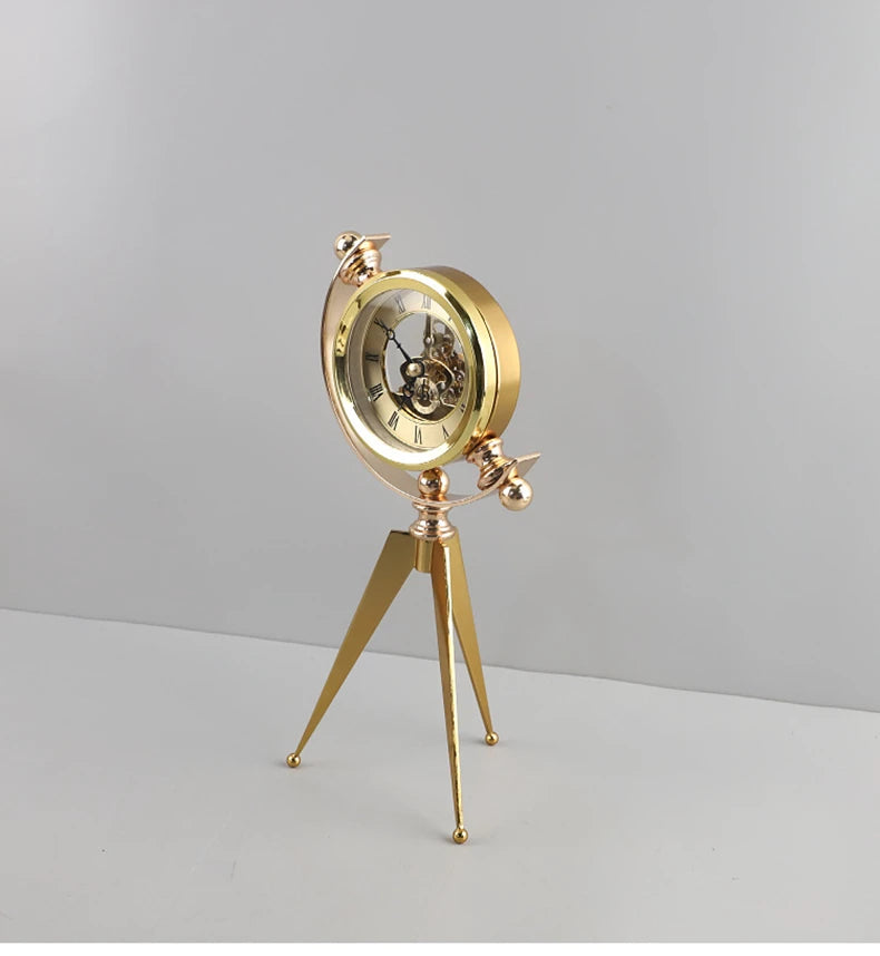 Moderne Metall-Tischuhr – Leichter Luxus, Rund