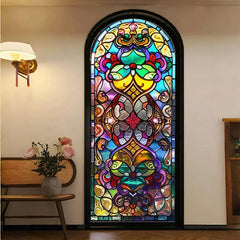 Retro Sichtschutzfolie – Buntglas-Design – 50x100 cm