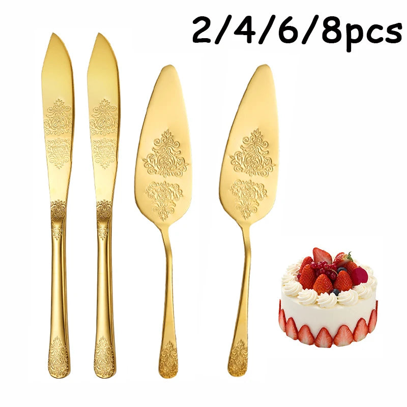 Kuchenspatula-Set – Edelstahl – Blumenmuster