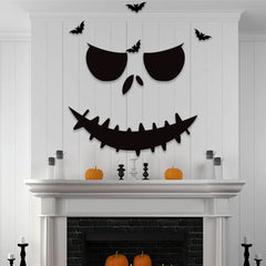 Halloween-Aufkleber – Filzskelett & Kürbis – Türdeko