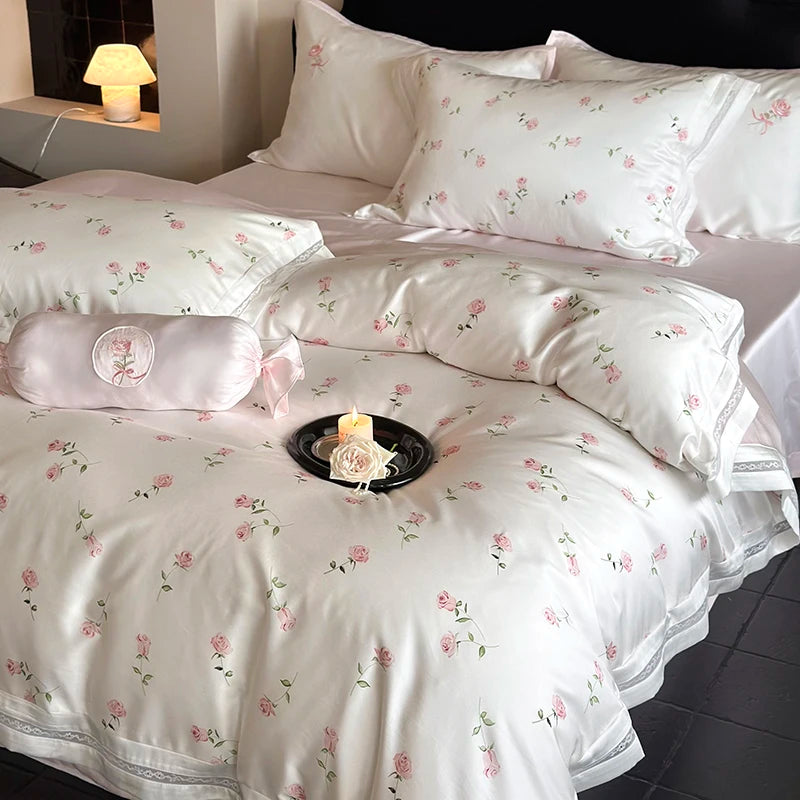 Vintage Rosen Bettwäsche – Ägyptische Baumwolle Luxus – King/Queen Grössen