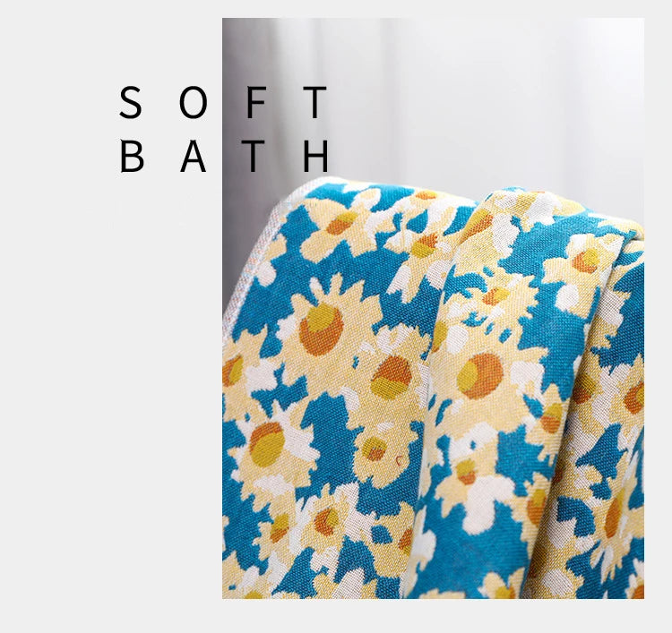 Baumwoll-Musselin-Badetuch – Blumen-Jacquard – 80x160cm