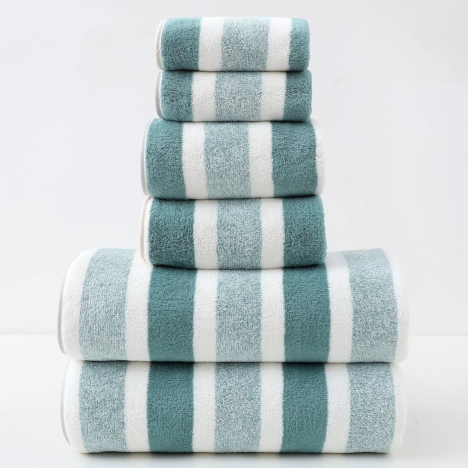 Gestreiftes Handtuchset – Schnell trocknend – Badezimmer