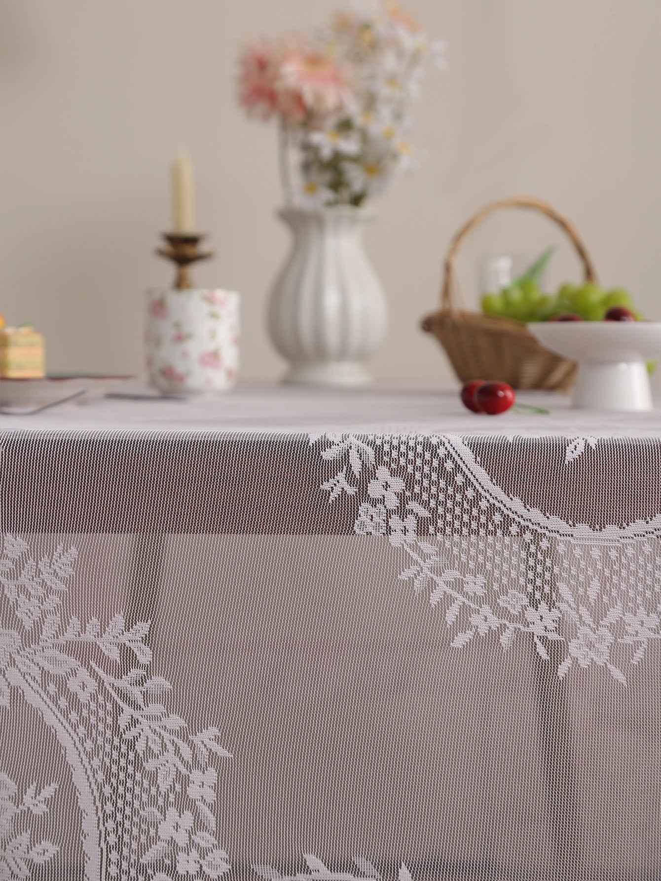 Rustikale Florale Spitzentischdecke – Koreanischer Stil – 140x240cm