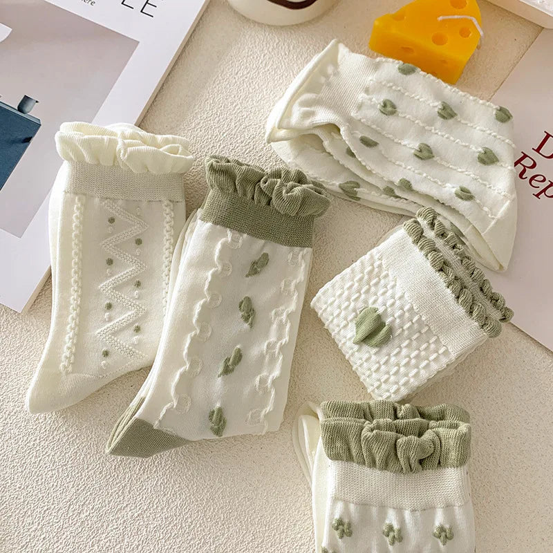 Blumenmuster Socken – Weiches atmungsaktives Set