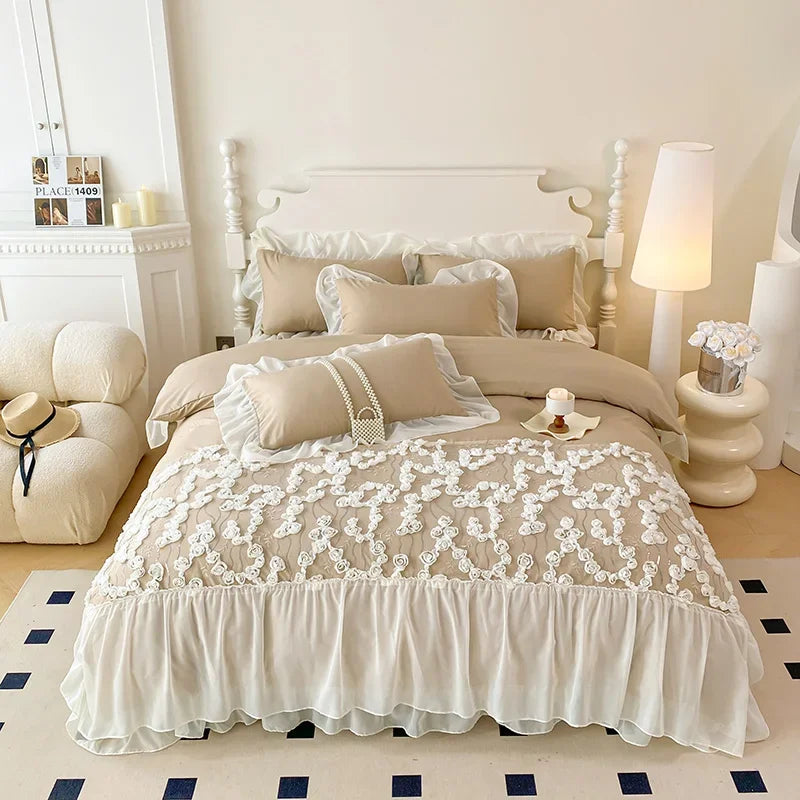 Bettwäsche-Set für Mädchen – Prinzessinnenstil mit Spitze – Verschiedene Grössen