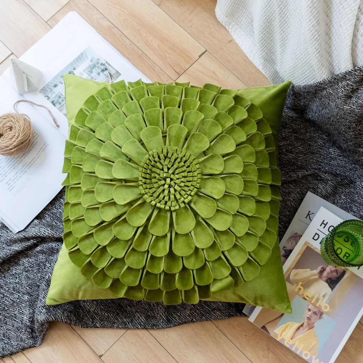 Pastorale Blumen Kissenhülle – Klassisches Baumwolle 45x45cm