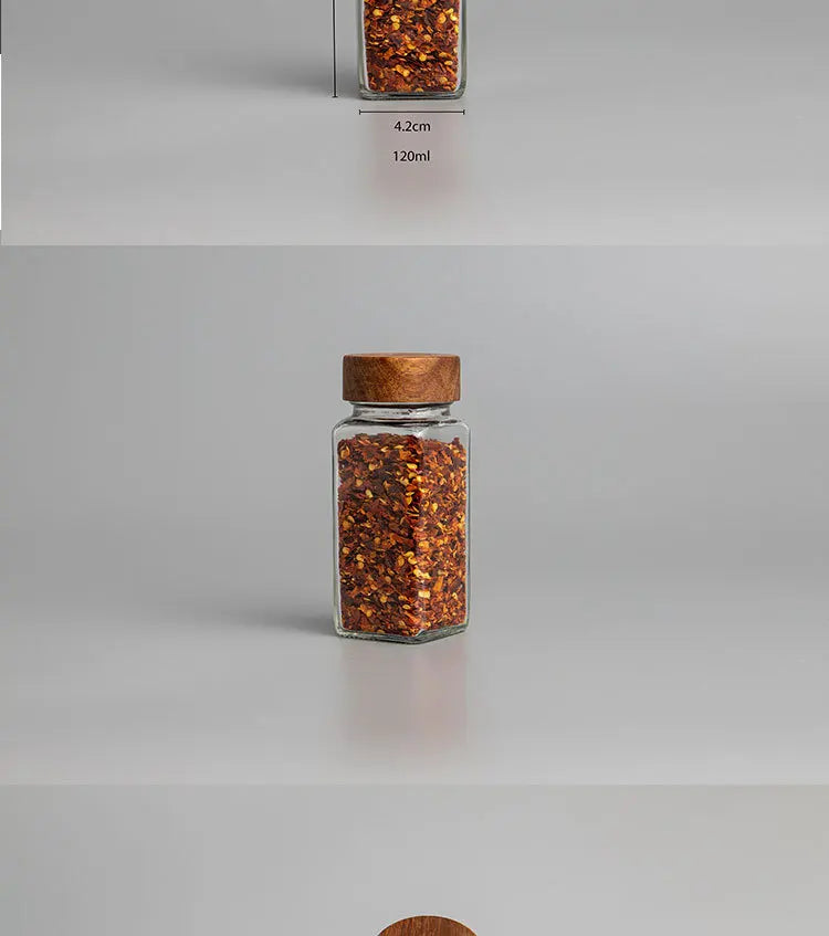 Gewürzglas mit Holzdeckel – Quadrat 120ml