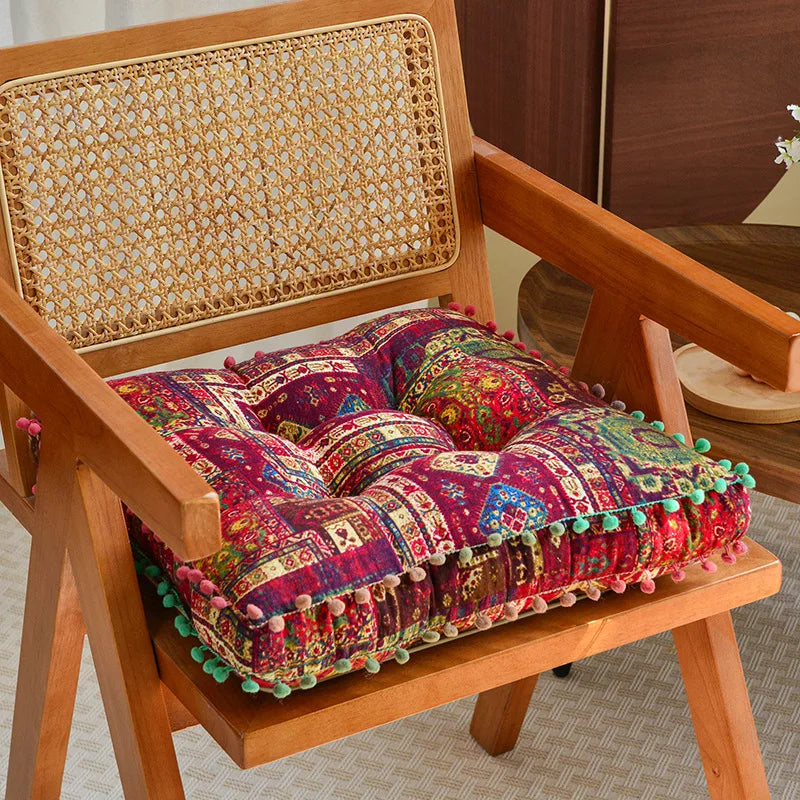 Boho Tatami Sitzkissen – Florales Design 40x40cm