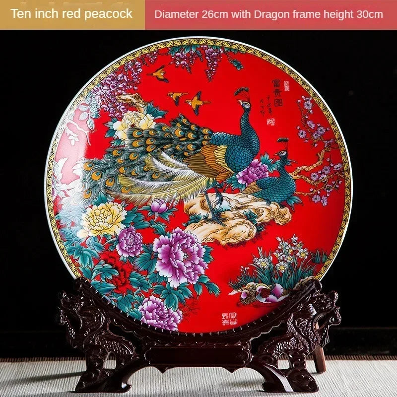 Keramikdeko-Teller in Weiss und Gold auf DragonHeadRack im Boho-Stil