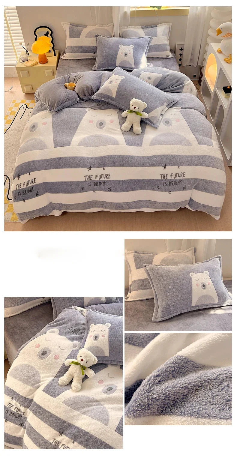 Blumendruck Bettbezug - Flauschiges Fleece - King Grösse