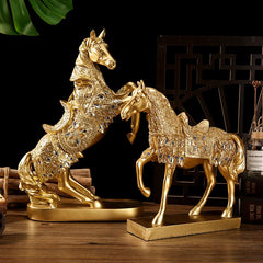 Goldenes Pferd Ornament – Harz Tier Design – Wohnzimmer Dekoration