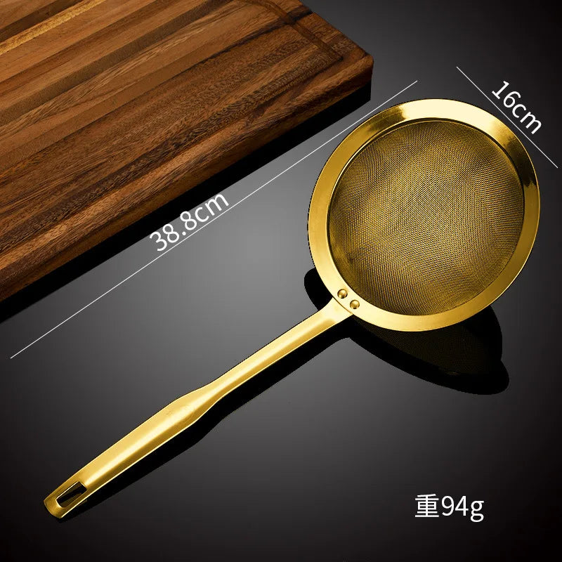 Edelstahl-Skimmer – Goldenes Netz-Design – 5 Grössen