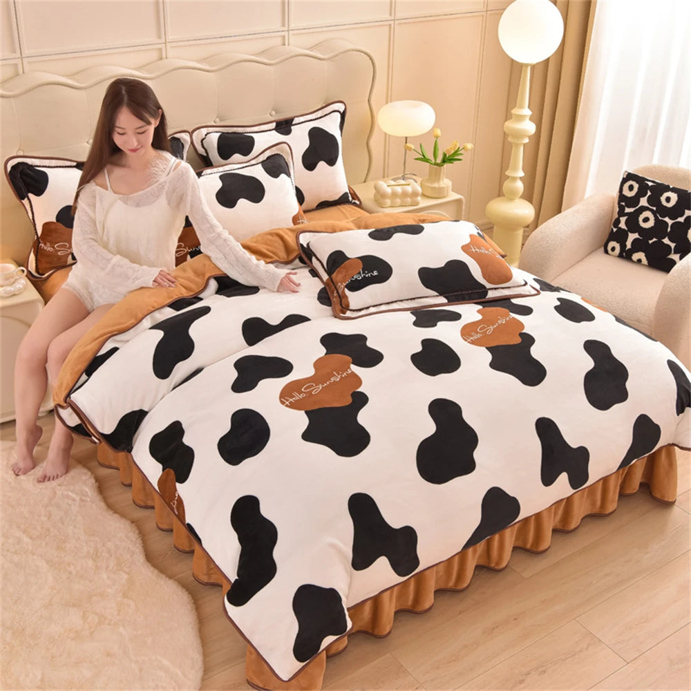 Gedrucktes Flanell-Bettwäscheset – Blumen Fleece – 220x240 cm