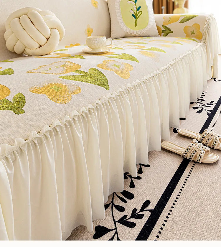 Sofaüberwurf – Florales Chenille – Anti-Rutsch 180x180cm