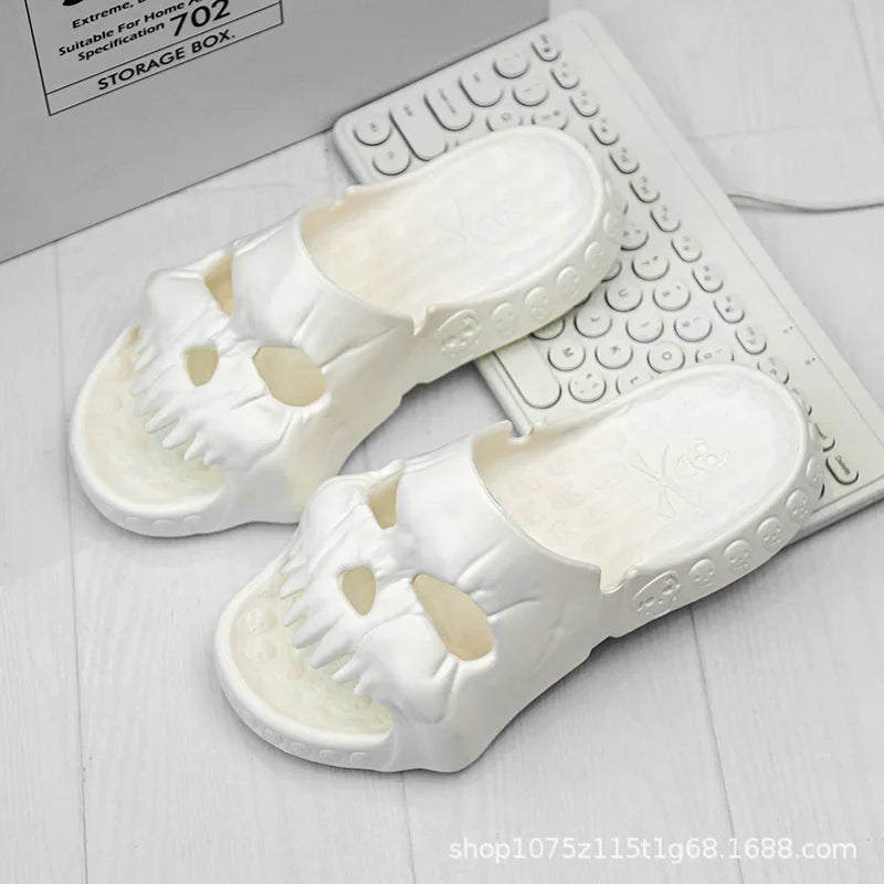 Halloween Totenkopf Slipper – EVA Komfort, Innen/Strand